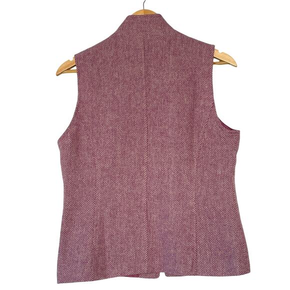 Coldwater Creek Herringbone Wool Tweed Vest Career Casual Preppy Classic Size 8 - Picture 2 of 8